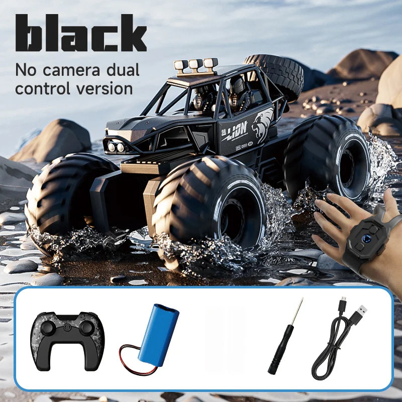 4DRC New Y10 Remote Control Car 2.4G Rc Boat Waterproof Amphibious Stunt Car 4WD All Terrain Truck Toys for Kids Birthday Gifts