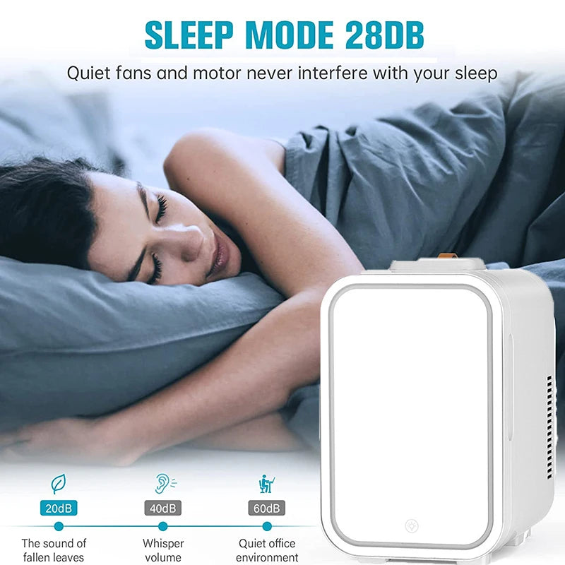 10L Refrigerator Vanity Mirror 2-in-1 Large Capacity Portable Dresser Vanity Mirror Car Bedroom Mini Small Refrigerator