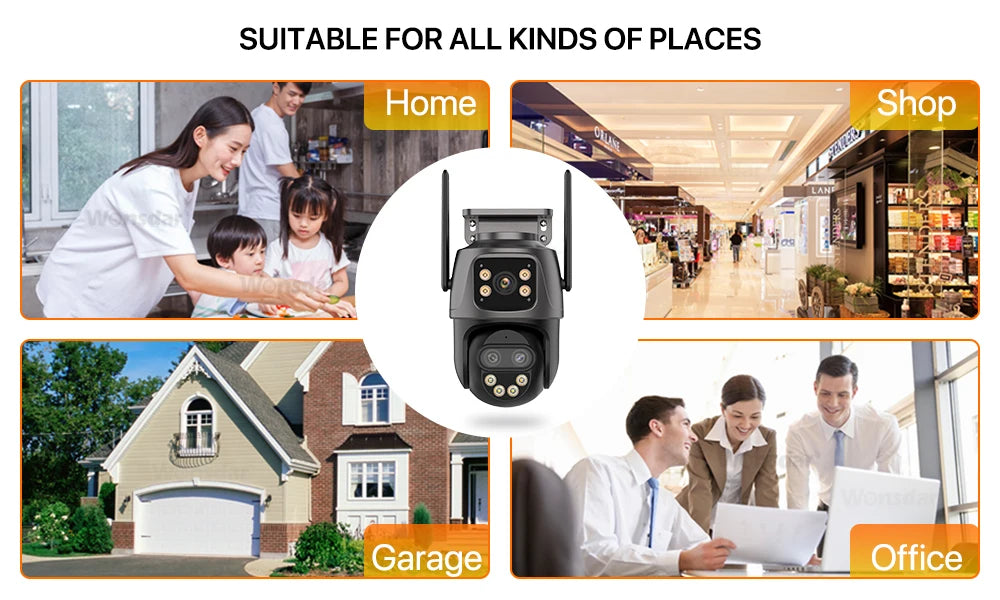 IP Camera 6K 9MP HD WiFi Outdoor Camera 8x Zoom Three Lens Dual Screen Home Security PTZ Camera 6MP Video Surveillance iCSee
