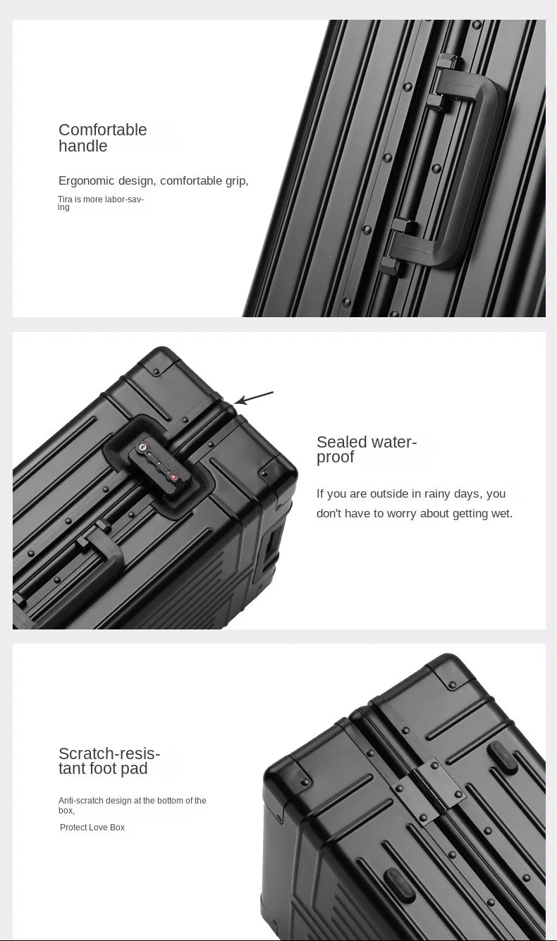 20/24/26/28 Inch Aluminum Suitcase Alloy Trolley Case 30 inch Large Capacity Rolling Luggage Travel Suitcase with Wheels