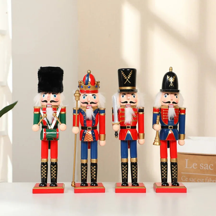 1Pcs 30CM Nutcracker Puppet Soldier Decoration Painted Vintage Design Christmas Elements Home Tabletop Decorations