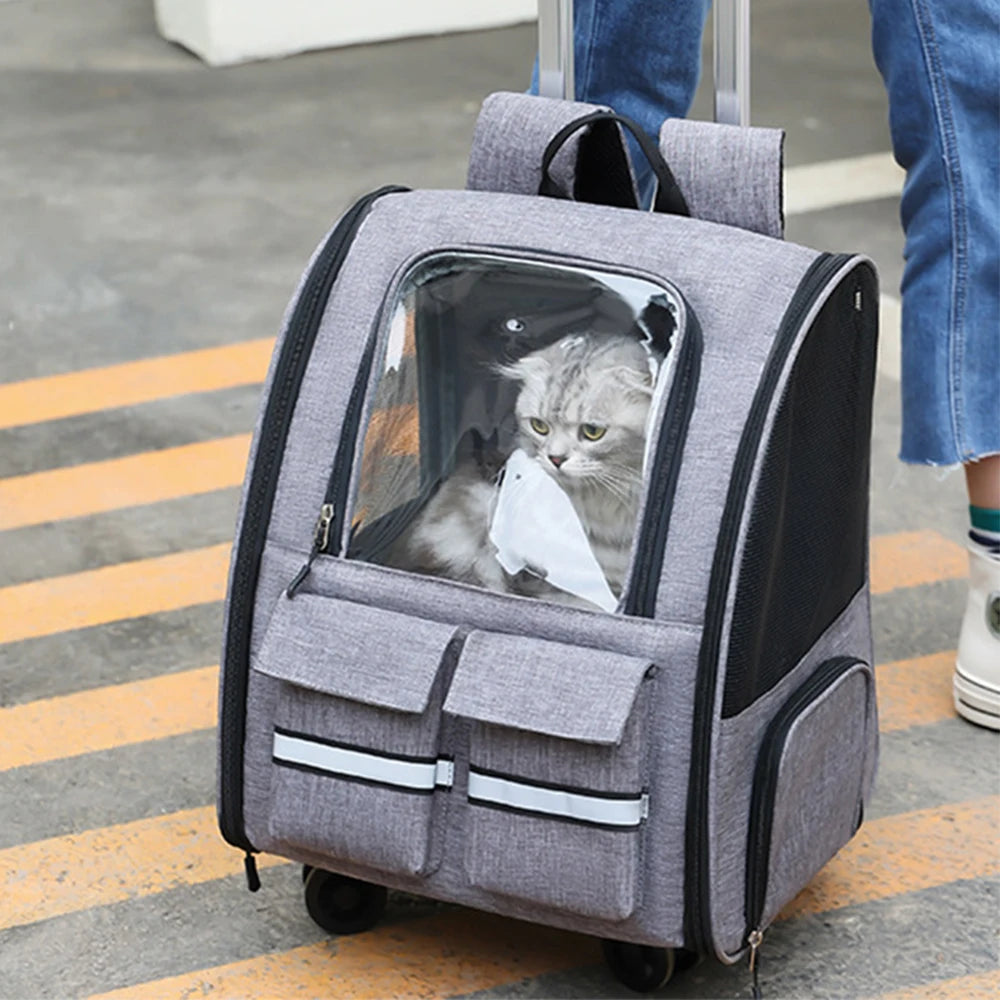 New Oxford Trolley Case Cat Carrier Backpack Travel Pet Bag with Reflective Stripe Outdoor Small Animals Rabbit Kitten Dog Bag