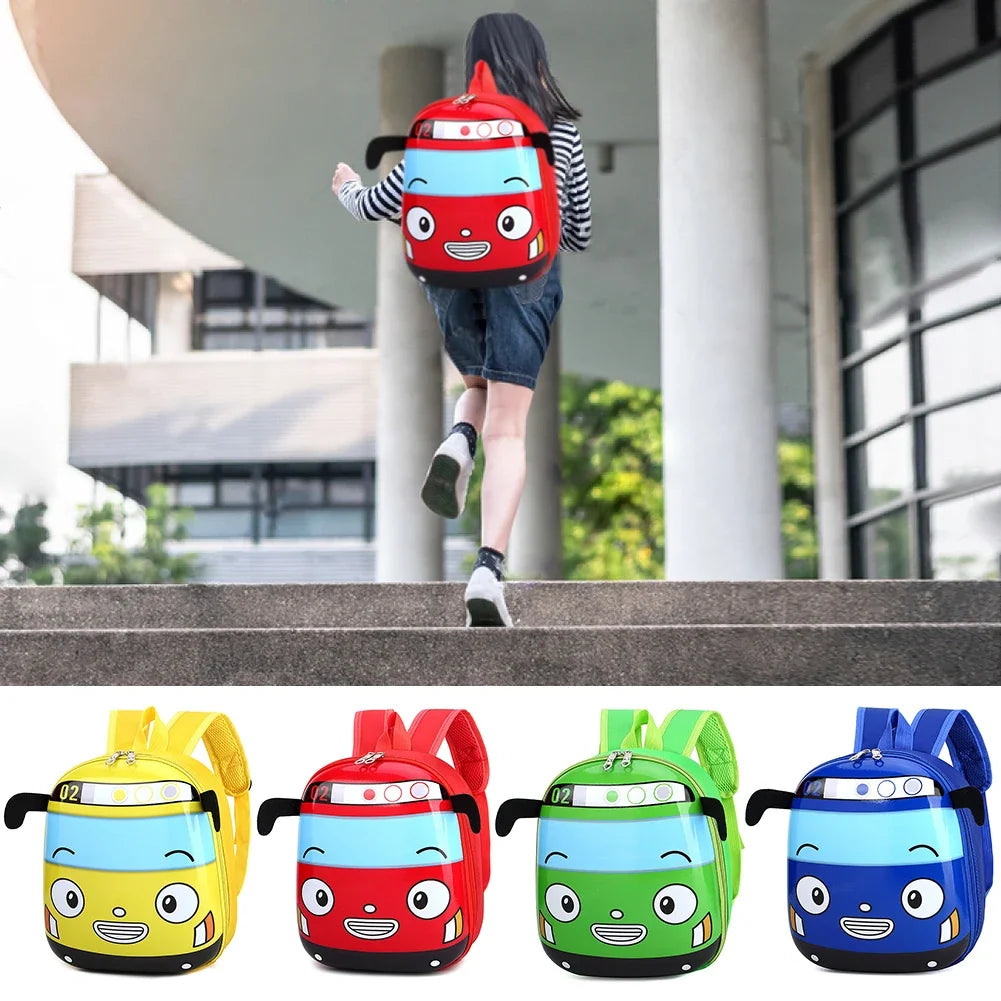 Cute 3D Cartoon Bus Kindergarten Children School Bag Backpack Girls Boys Satchel