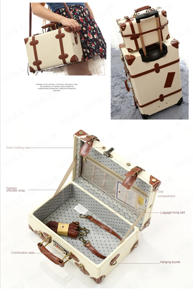 20/22/24''26 inch Luggage set woman Travel Suitcase Set Universal Retro password rolling luggage case middle size luggage