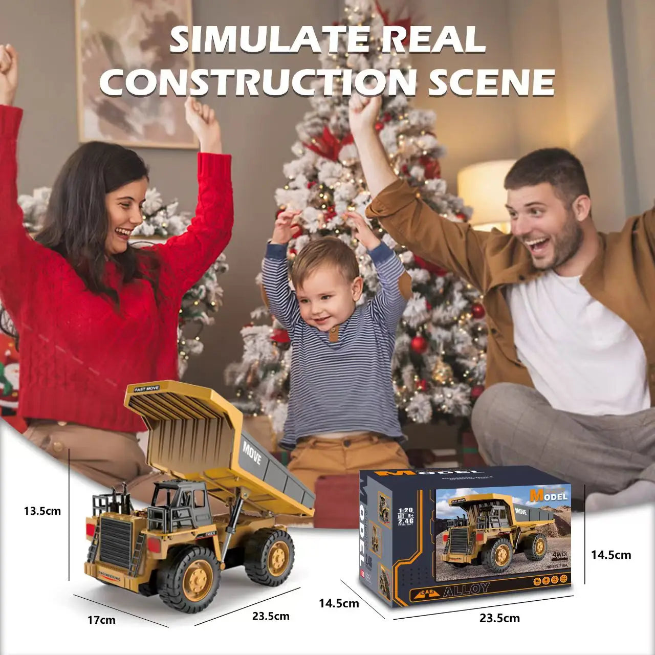 ZWN 1/16 1/20 Remote Control Excavator Dump Truck RC Model Car Toy Professional Alloy Simulation Construction Vehicle for Kids