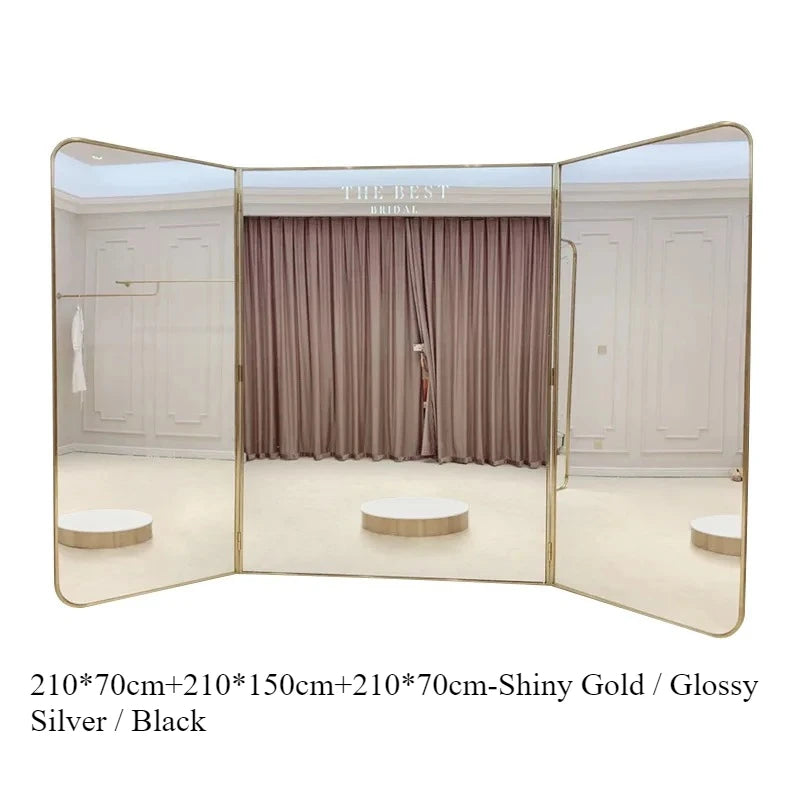 Standing Mirror Luxury Large Floor Mirror Square Round Full Length Mirror for Bridal Shop