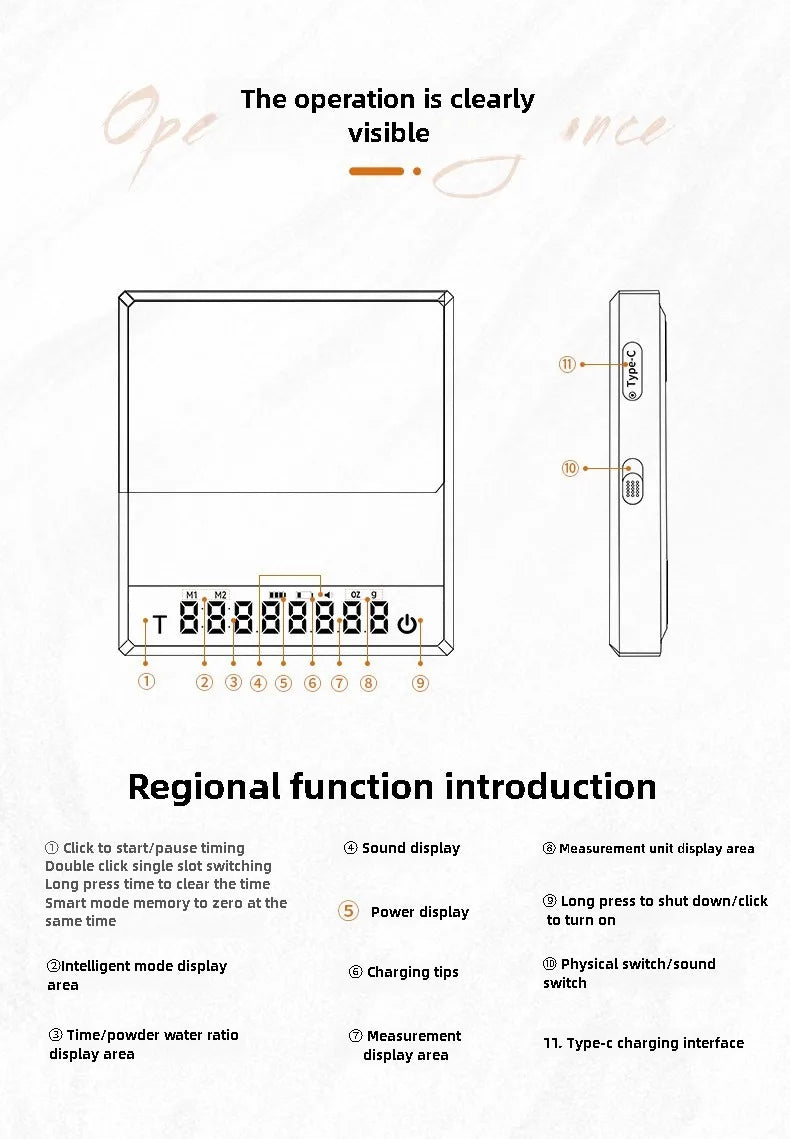 Digital Coffee Scale mini Usb digital Rechargeable coffee scal Espresso Scales kitchen High-Precision weight electronic scale