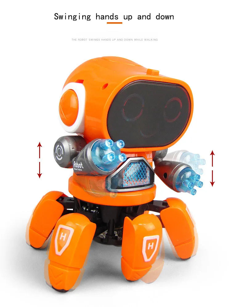 Dancing Six-claw Fish Robot Electronic toy Pet Funny Walking With Music Lightd Interaction Toys for Kids Boys' Birthday Gifts