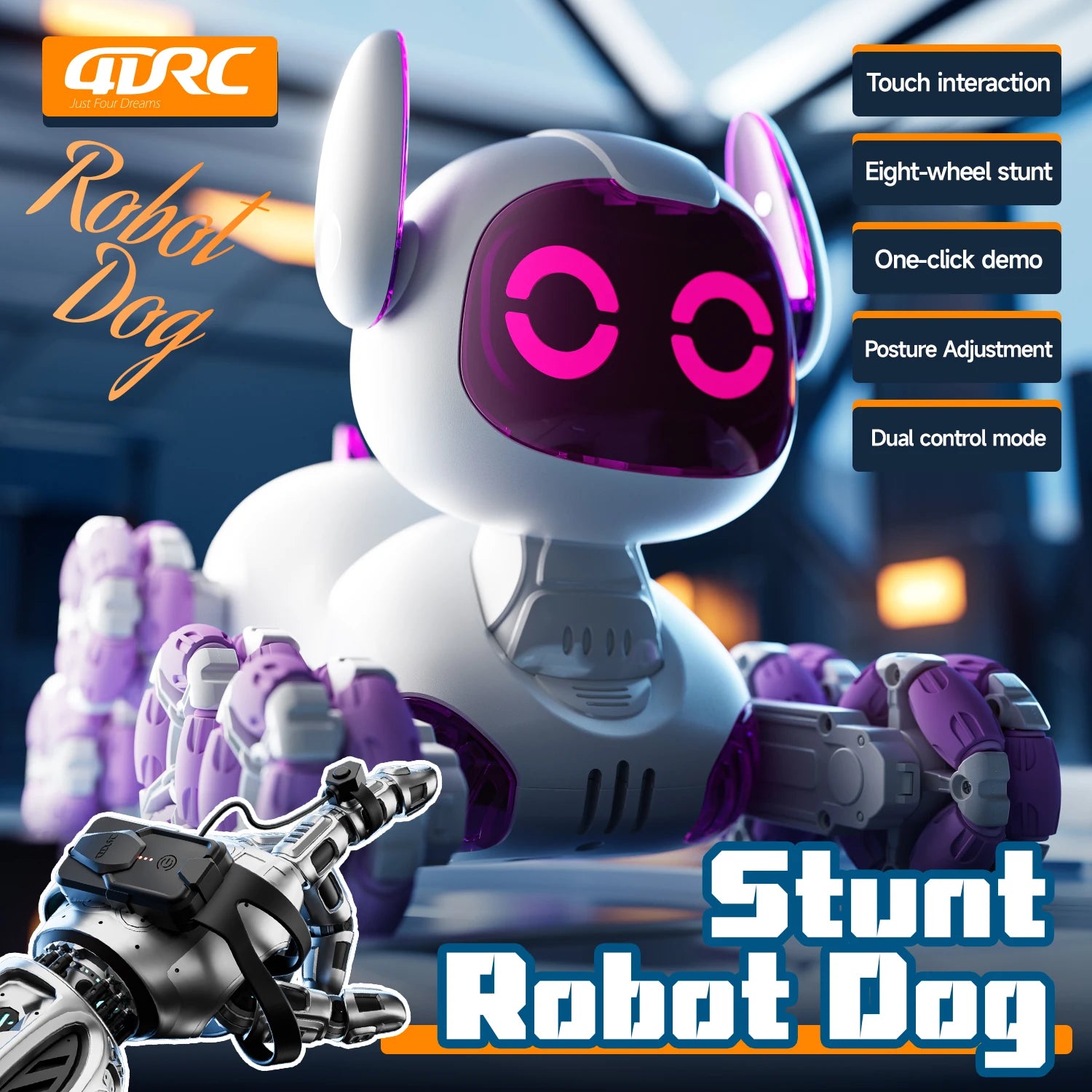 Y9 8WD RC Robot Dog Car Toy 2.4G Radio Remote Control Cars Touch-sense Music Stunt Drift Vehicle Electric Toy for Boys Kids Gift