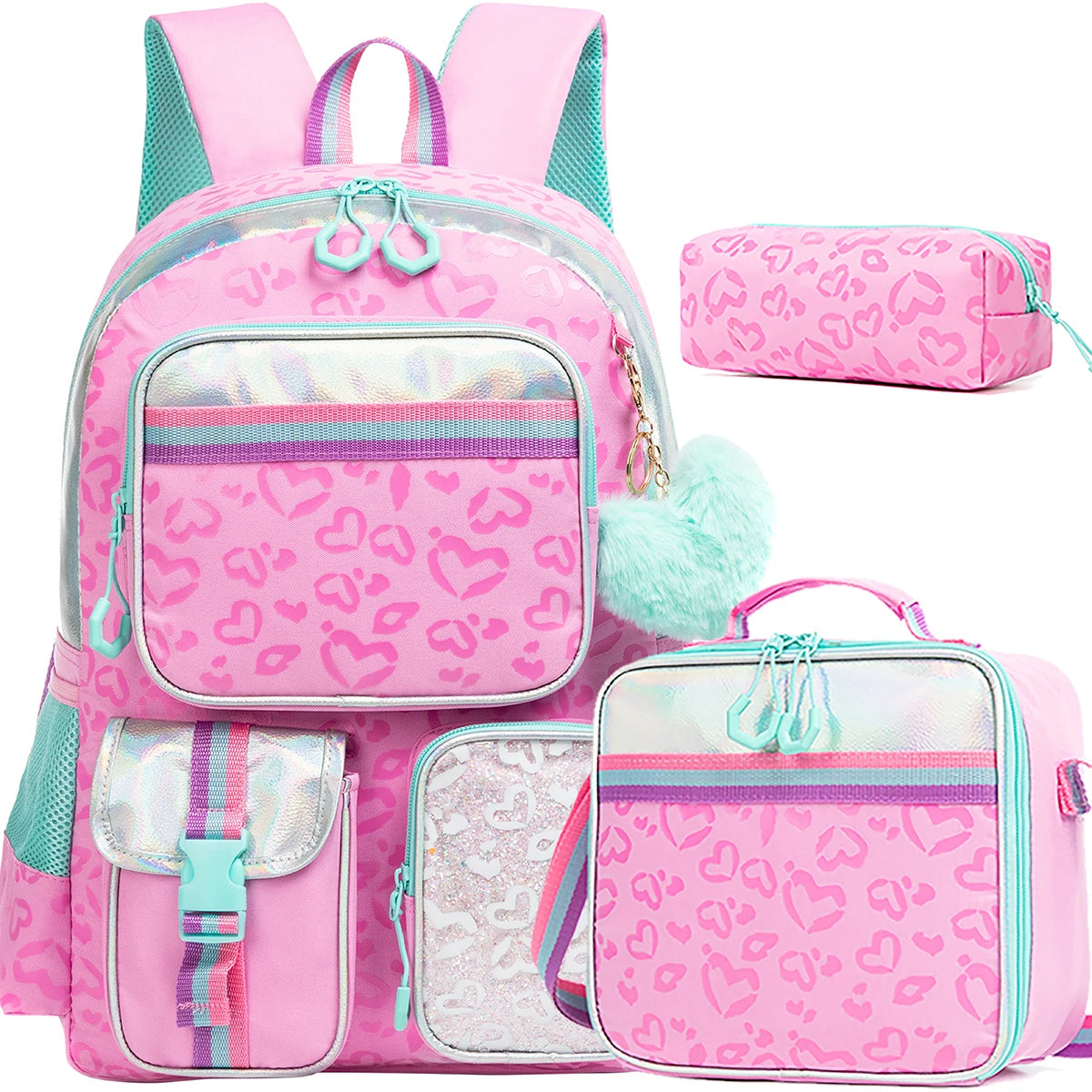 Meetbelify Backpack for Girls Schoolbag Aesthetic Backpack for Elementary Student Teen Girls Bookbag with Lunchbox and Penbag