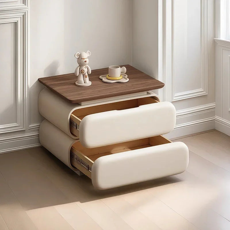 Cream Style Bedside Table Space Saving Nordic Trendy Unique Nightstands Storage Drawers Mesita De Noche Bedroom Furniture