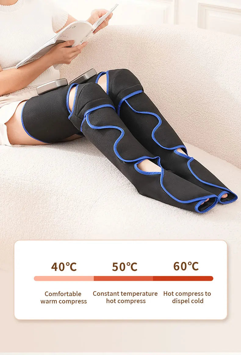 Rechargeable Leg Massager with Heat & Air Compression - 3-Level Pain Relief Wrap for Circulation Boost & Muscle Recovery LED