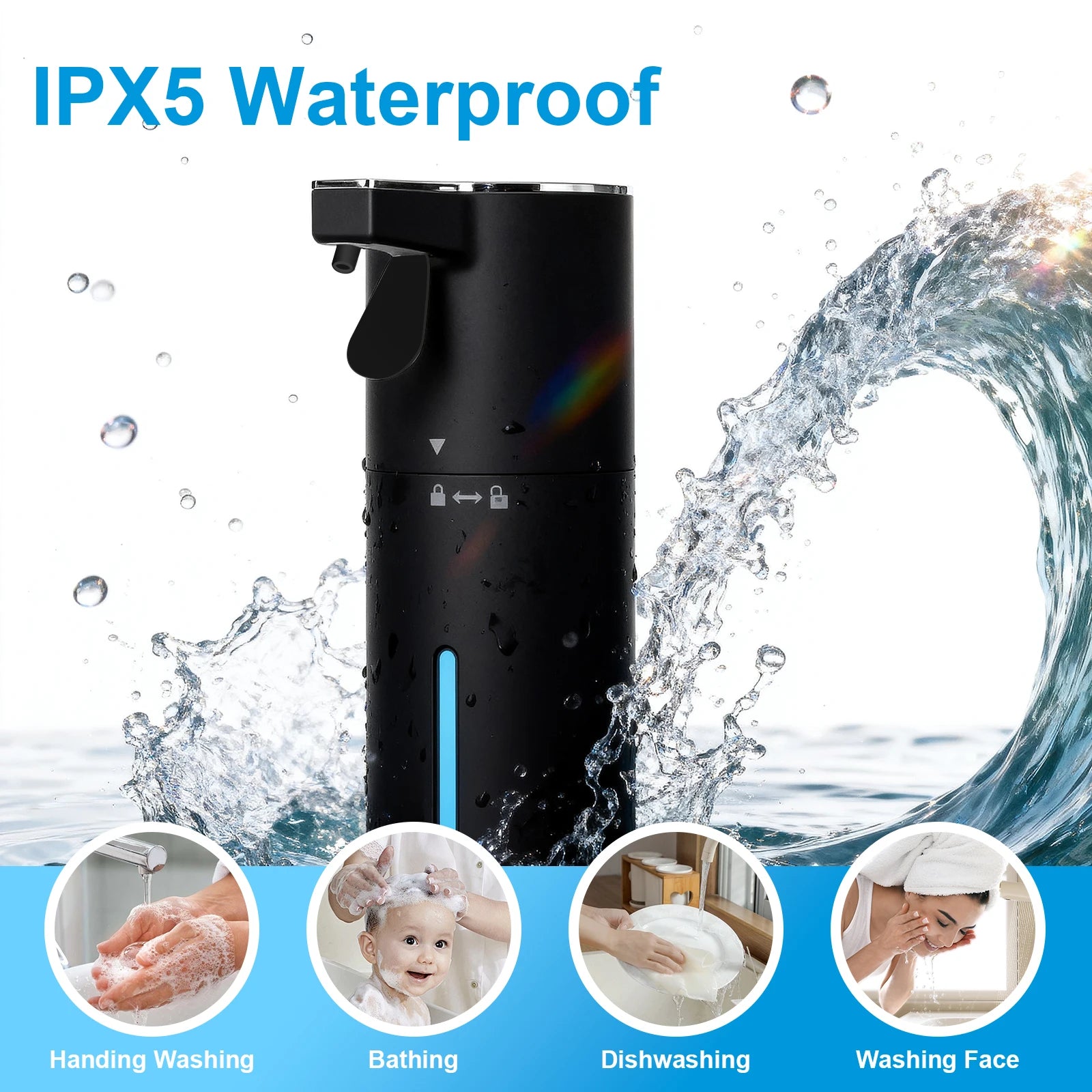 400ml Wall Mounted Automatic Soap Dispenser Foam Smart Hand Washing Machine Liquid Rechargeable Bathroom Kitchen Touching Sensor