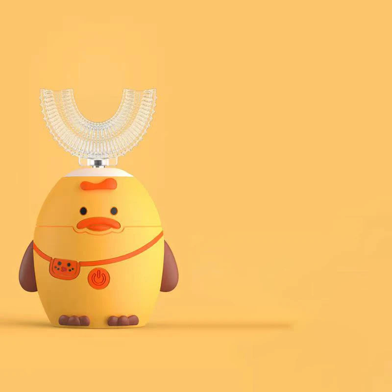 360° Sonic Electric Toothbrush for Kids Children U Shape Automatic Silicone Tooth Brush Smart Timer Rechargeable Blue Light IPX7