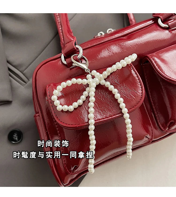 Solid Sewing Thread Fashion Glossy PU Shoulder Bags Baguette Versatile Hand Bags 2025 Hot Sale Bags for Women Bolsas Femininas