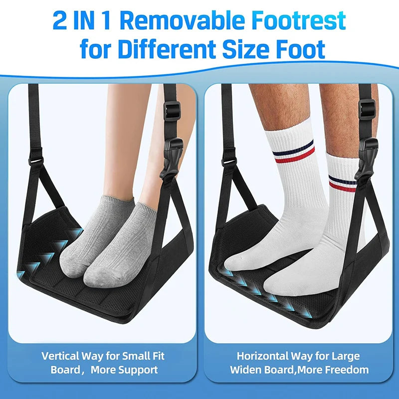Newest Airplane Foot Hammock Airline Foot Rest With Removable Pad Adjustable Strap Foot Hammock With Menory Foam For Travel