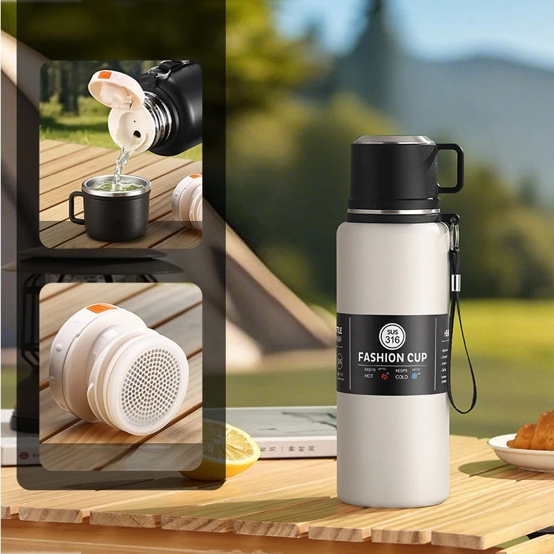 600-1500ml 316 Stainless Steel Vacuum Flasks Insulated Water Bottle Keep Cold and Hot Thermos Bottle for Coffee Tea Thermal Mug