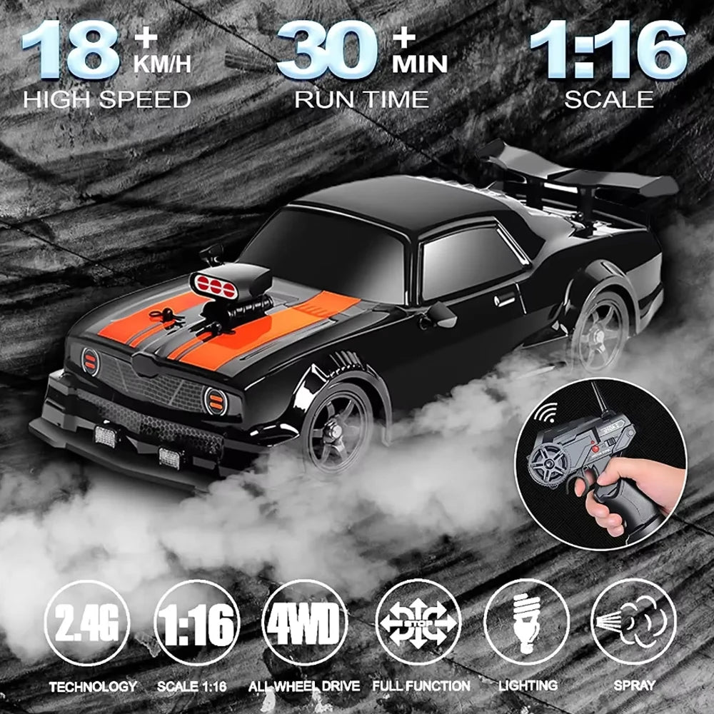 1/16 RC Car AE86 4x4 High-Speed RC Drift Cars 2.4G Remote Control Racing Vehicle 18km/h Waiting For Light Spray Toys for Boys