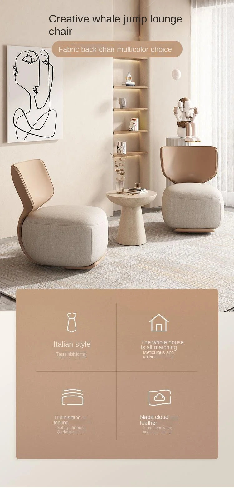 Log Light Luxury First Class Cabin Lounge Sofa Chair Nordic Living Room  Fabric Low Stool Balcony Leisure Armchair 2023 New