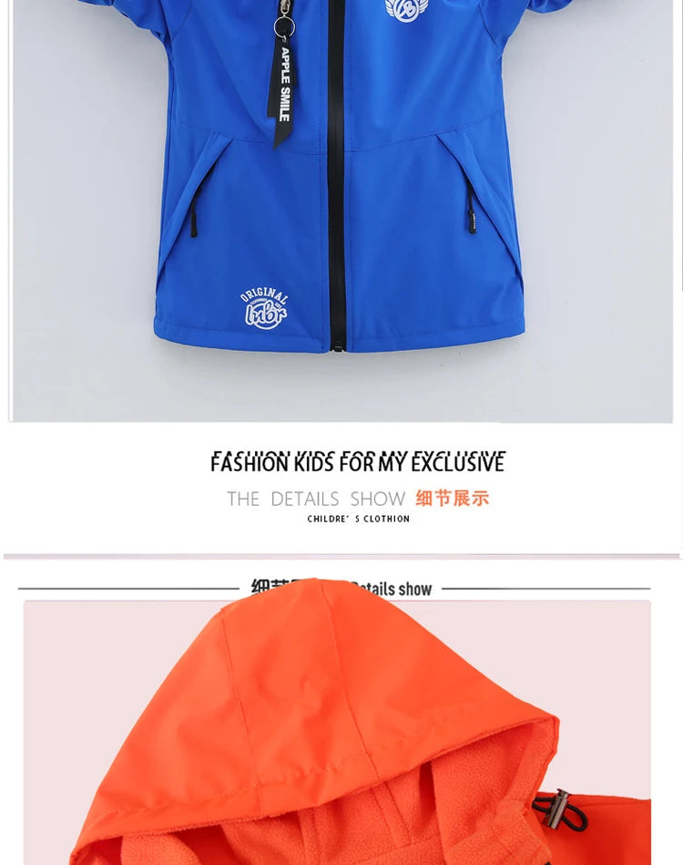 Autumn Children's Clothes Double-sided Wear Jacket Fleece Coat Boy Waterproof Windproof Children Outerwear Sport Jacket For Boys