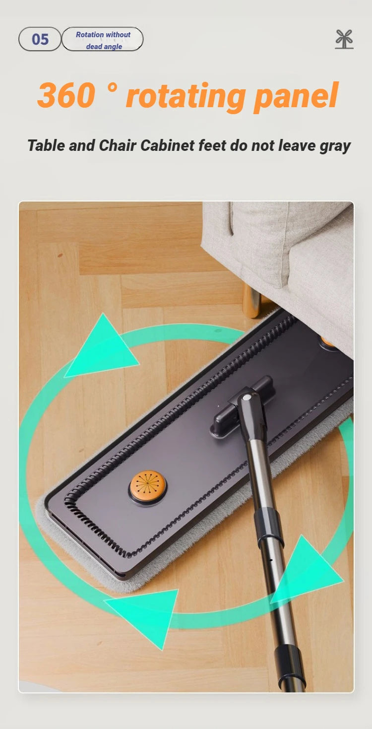 JOYBOS Spin Hand Free Flat Mop 33cm With Bucket Set Floor Cleaning Wet&Dry System Separation For Living Room Toilet Home Mops