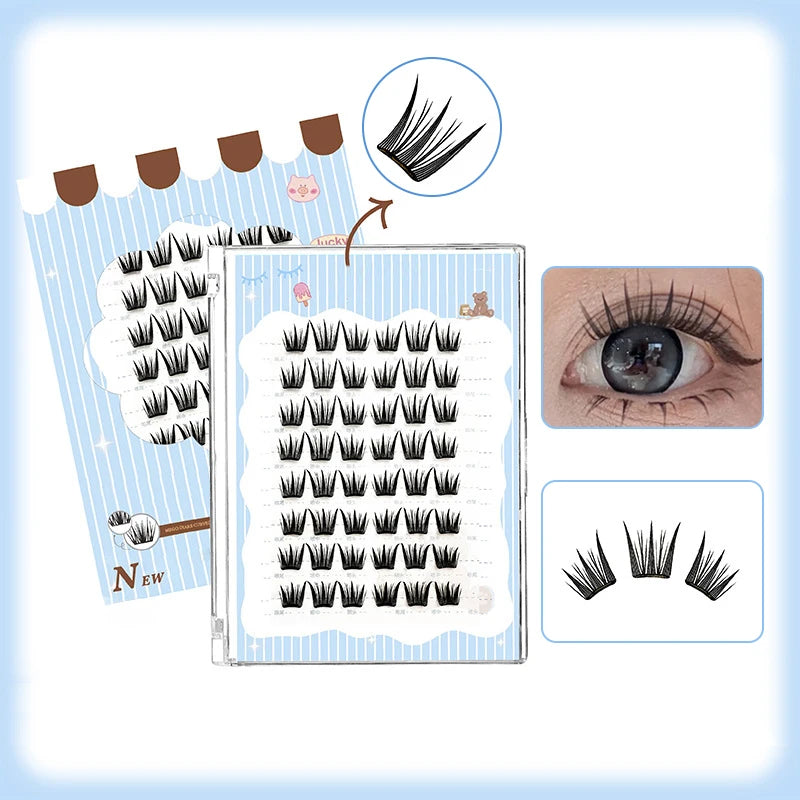 Glue-Free Featherlight Eyelash Strips Ultra Thin Invisible Lashes Easy Snap-On Clusters for Natural Everyday Look Whispy Soft