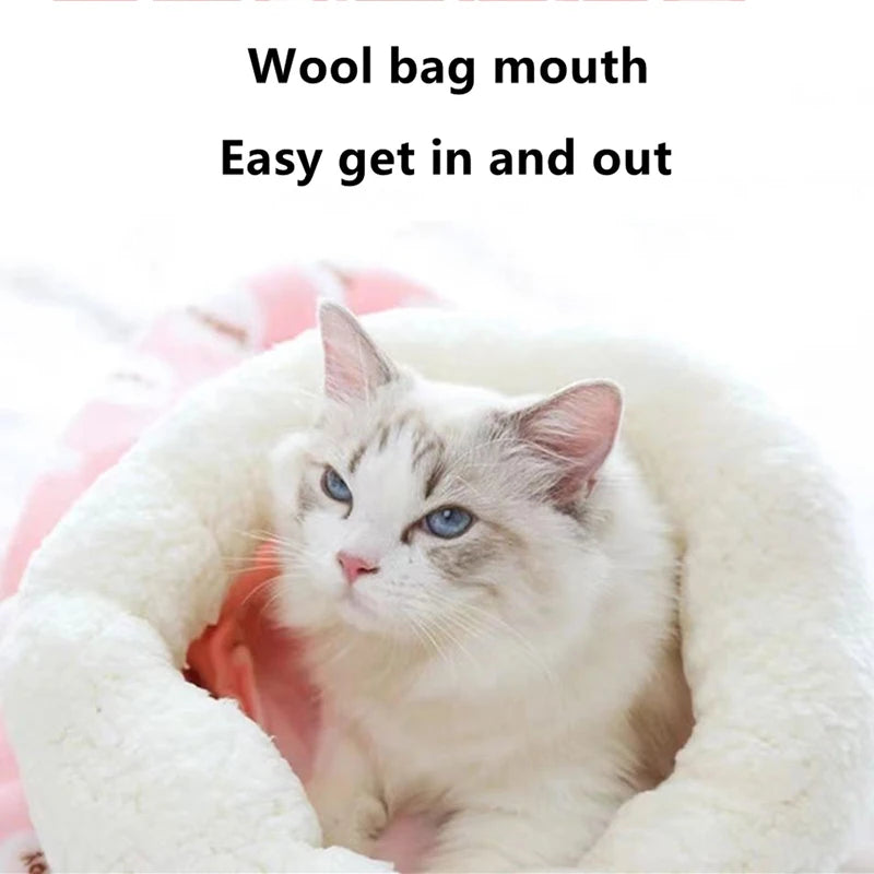 Autumn and winter warm cat kennel, closed cat bed, cute cat sleeping bag, Christmas essential pet supplies