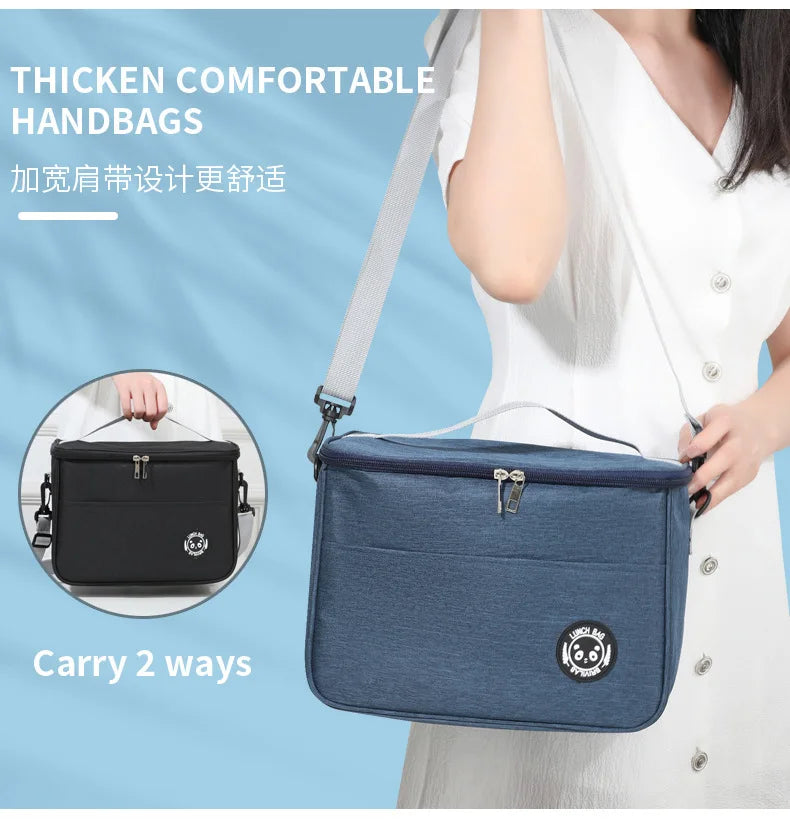 Capacity hand-held with shoulder strap insulated bag, lunch box bag, student thickened waterproof lunch bag.