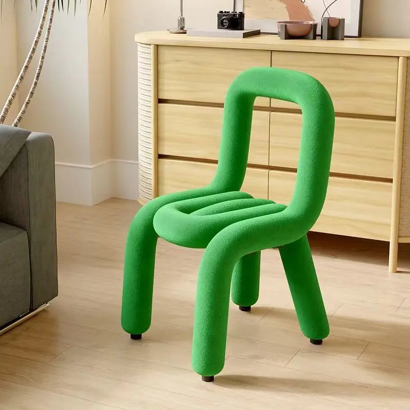 Nordic Style Creative Curved Chair, Plush Upholstered Kids/Accent Living Room Furniture