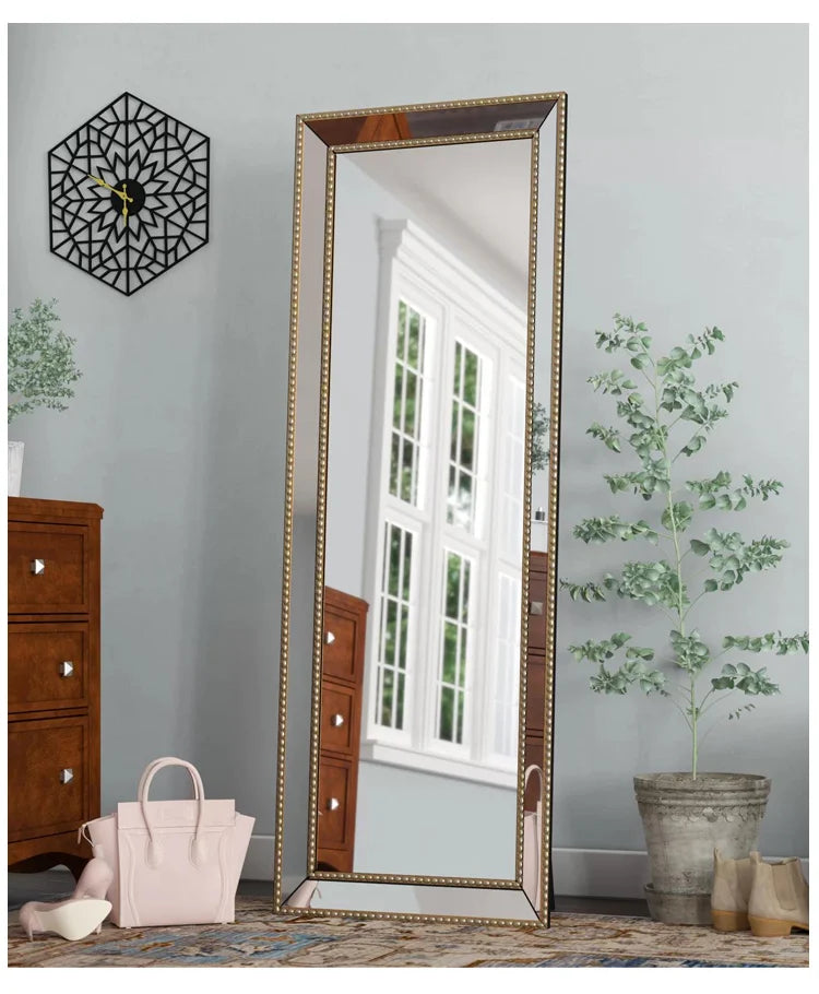 Full Length French Style Mirror Decoration Wall Living Room Aesthetic Mirror Luxury Vintage Floor Standing Espelho Accessories