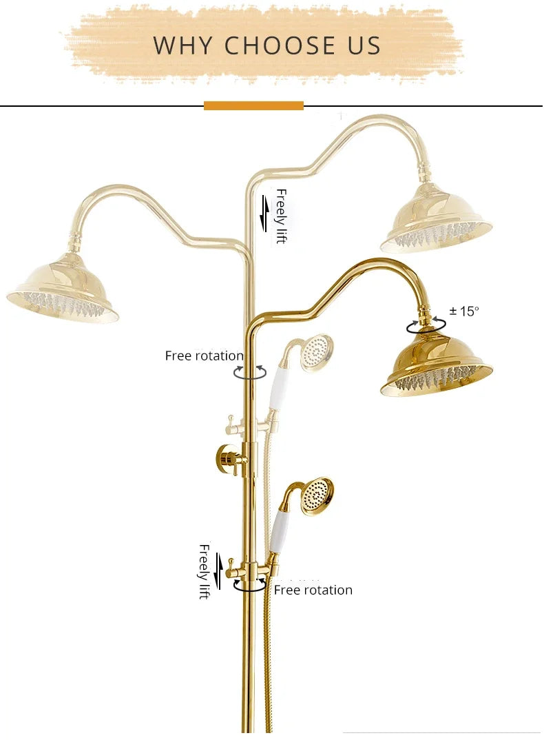 ZGRK Shower Faucets Bathroom Mixer Taps Top Spray Rainfall Shower Head Washing Faucet Antique Shower System Plumbing Crane