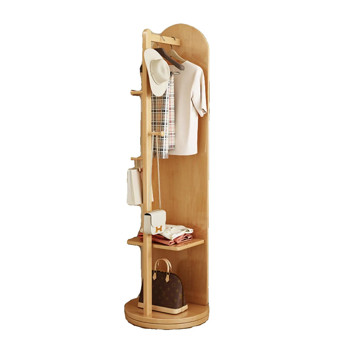 Solid wood full-body mirror floor mirror bedroom home rotatable full-length mirror hanging hanger integrated