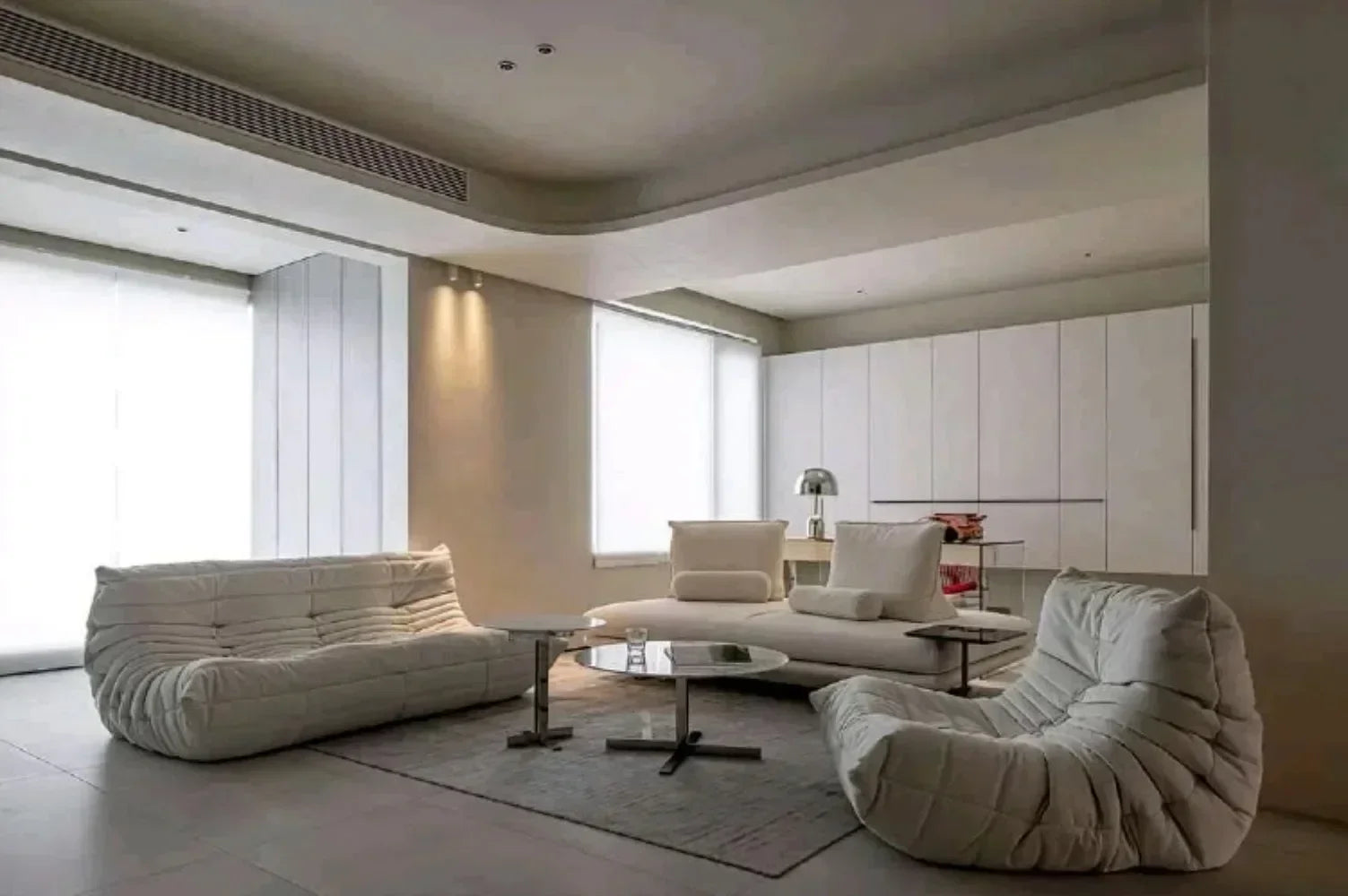 Fashion Freehand Space Original First Layer Cowhide Three-person Italian Minimalist Togo Caterpillar Lazy Sofa Lazy Sofa