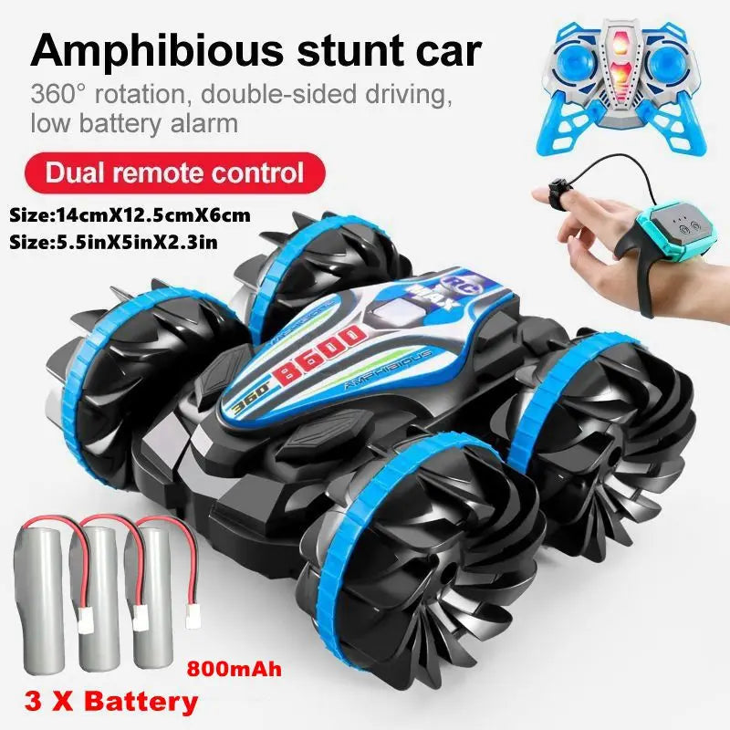 Amphibious RC Car Remote Control Stunt Car Vehicle Double-sided Flip Radio 4WD Drift Off Road Outdoor Toys for Boy Children Gift