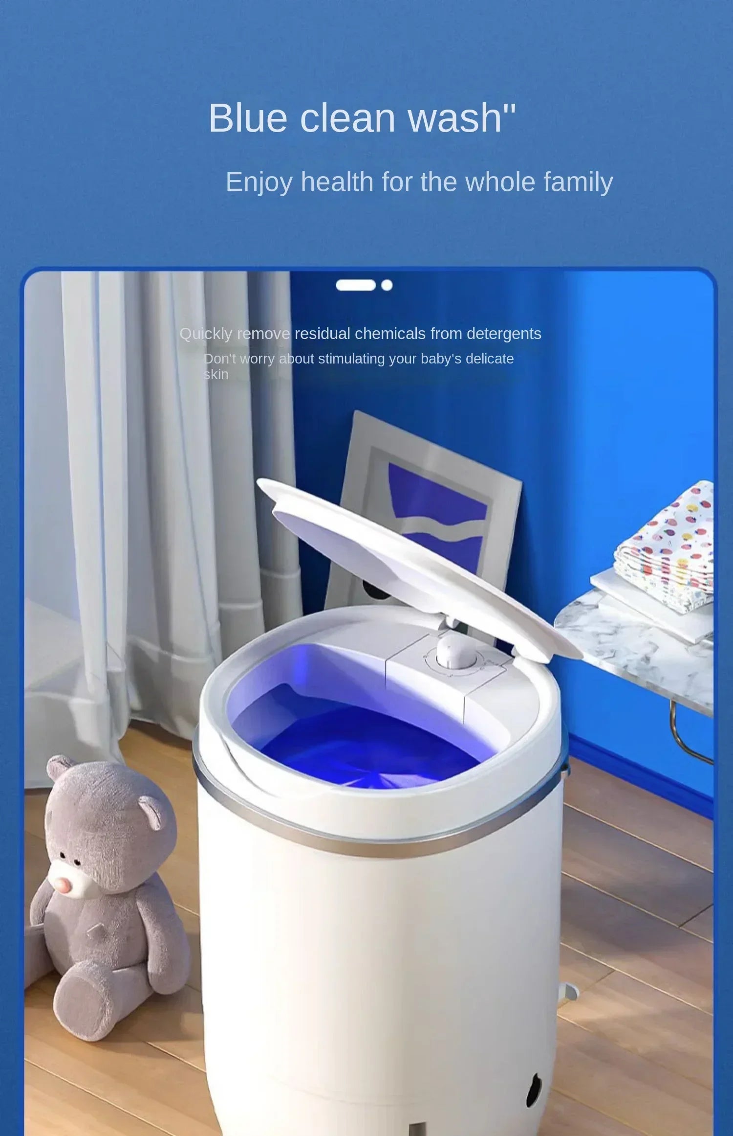 220V VCJ Single Tub  Washing Machine| Mini Laundry Washer for Baby and Child Clothes DW