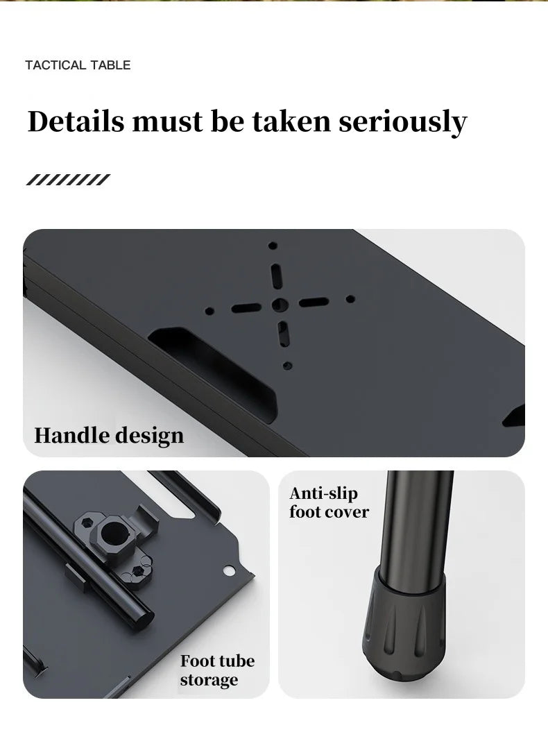 Outdoor Lightweight Folding Table Camping Hiking Travel Fishing Retractable Small Table Military Green Aluminum Alloy RuggedDesk