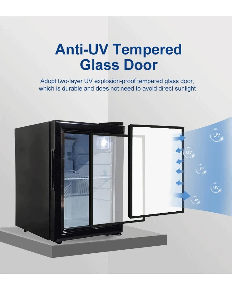 Vanace Compact Refrigerator 35 Liter Mini Bar Beverage Cooler Milk Small Fridge With LED Light