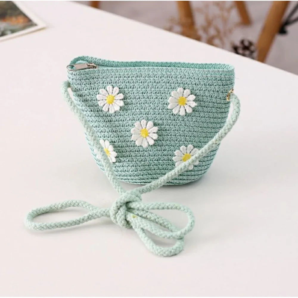 Kids Cute Hand Bag Children's Weave Shoulder Bags Fashion Straw Cross Bag For Girls Made From Natural