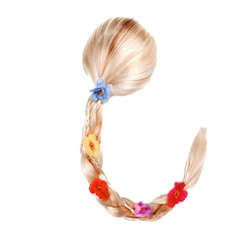 Children Princess Photography Props Cosplay Wig Aurora Elsa Anna Girls Snow White Hair Braid Wigs Rapunzel Belle Accessories