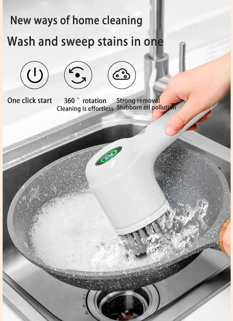 Xiaomi Electric Scrubber LED Display Cleaning Brush Waterproof High Speed Powerful 4head Cleaning Brush For Bathroom Kitchen