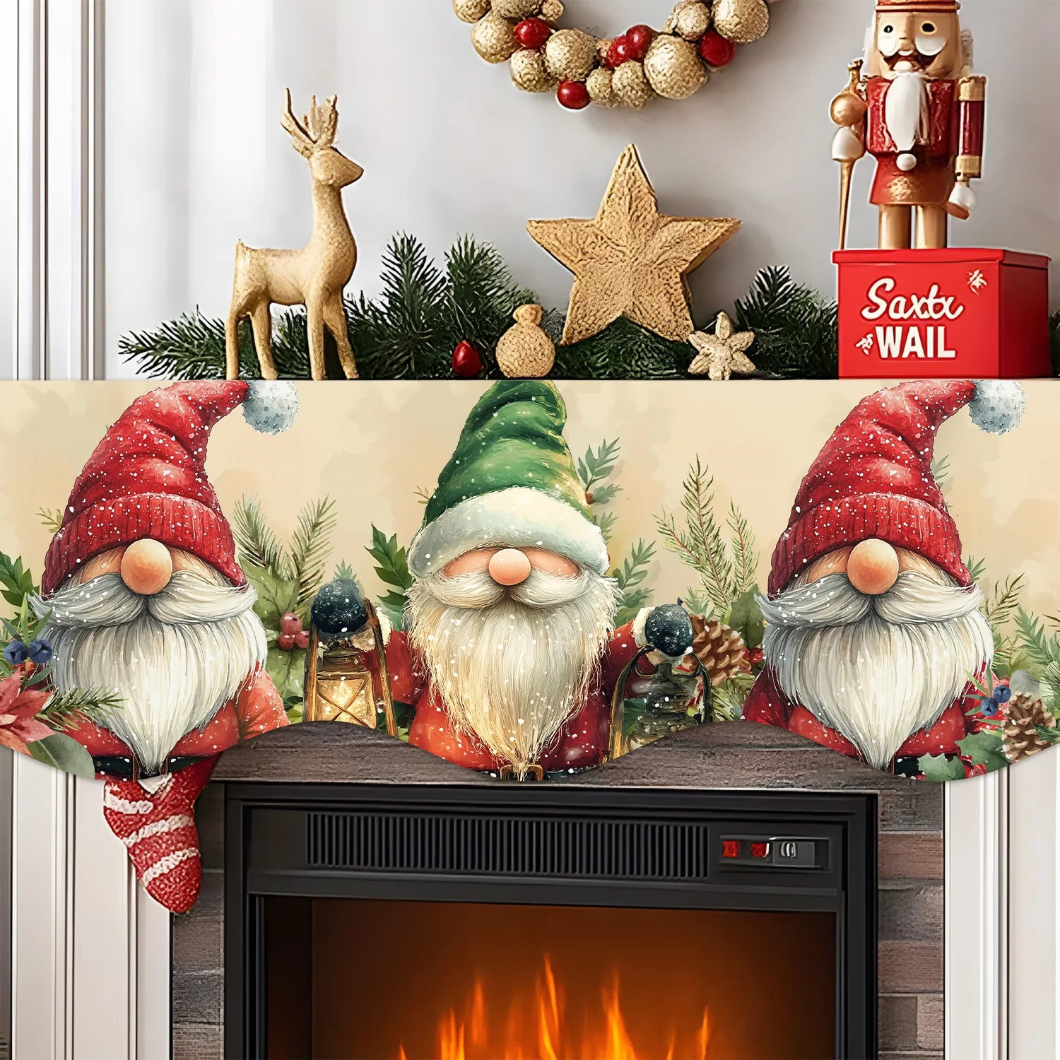 Christmas dwarf Fireplace Mantel Scarf Christmas Party Decor Kids Favors 2025 Xmas Living Room Navidad Natal New Year Gift 2026