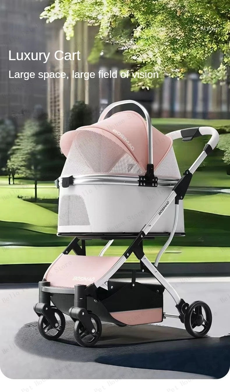 High appearance Pet Stroller Detachable Multifunctional Pet Carrier  Lightweight and Foldable  Portable Pet Stroller Dogs Buggy