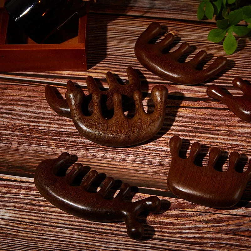 1pc Wood Texture Massage Comb Wood Therapy Head Face Scalp Massager Natural Facial Sandalwood Wide Tooth Scraping Body Massage