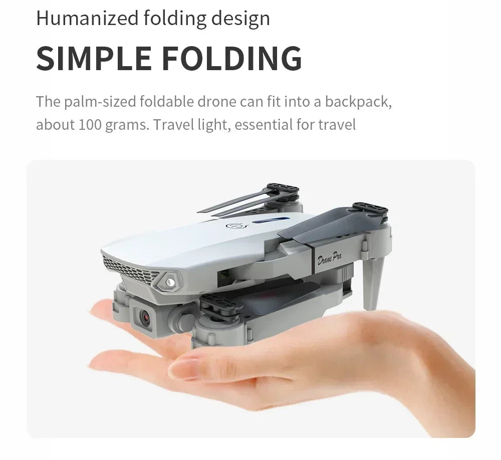 E88 Mini Drone 4K HD Camera WiFi FPV Foldable Quadcopter for Kids Adults Gift Toy RC Aircraft