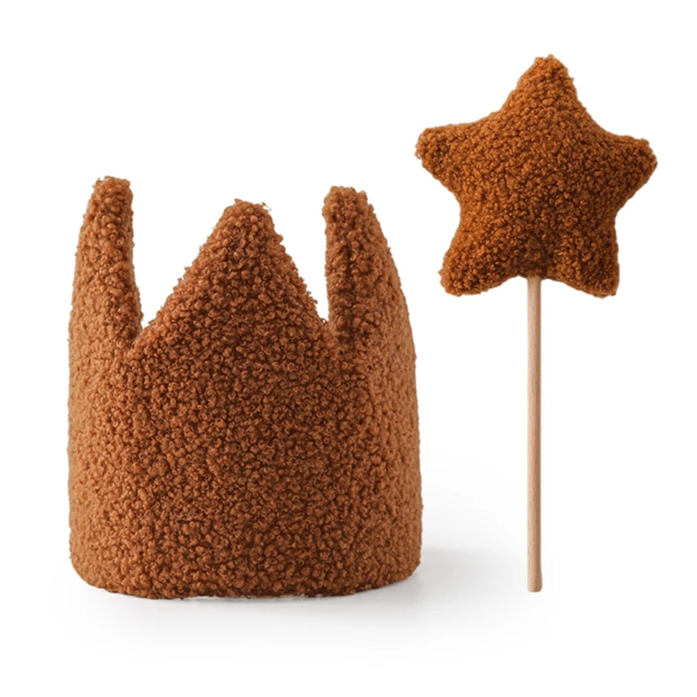 Baby Teddy Velvet Balloon Crown Hat Headwear Star Fairy Stick Happy Birthday Party Decoration Newborn Photography Accessories