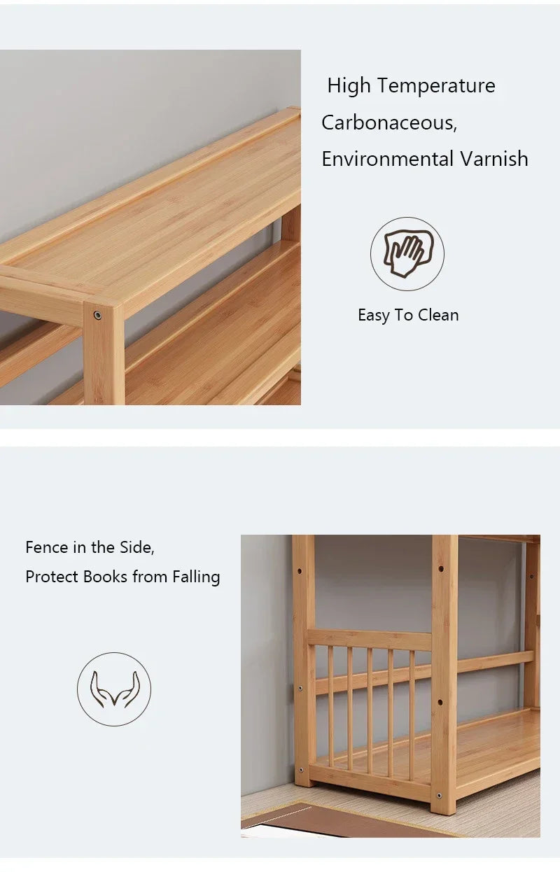 3-tier Wooden Bookshelf Office Student Stationery Organizer Magazine Holder Home Sundries Storage Shelves Kitchen Seasoning Rack