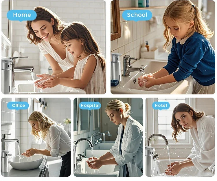 480ml Kitchen Soap Dispenser Automatic Sensor Hand Sanitizer Machine Intelligent Electric Body Wash Soap Dispenser 304 Stainless Steel