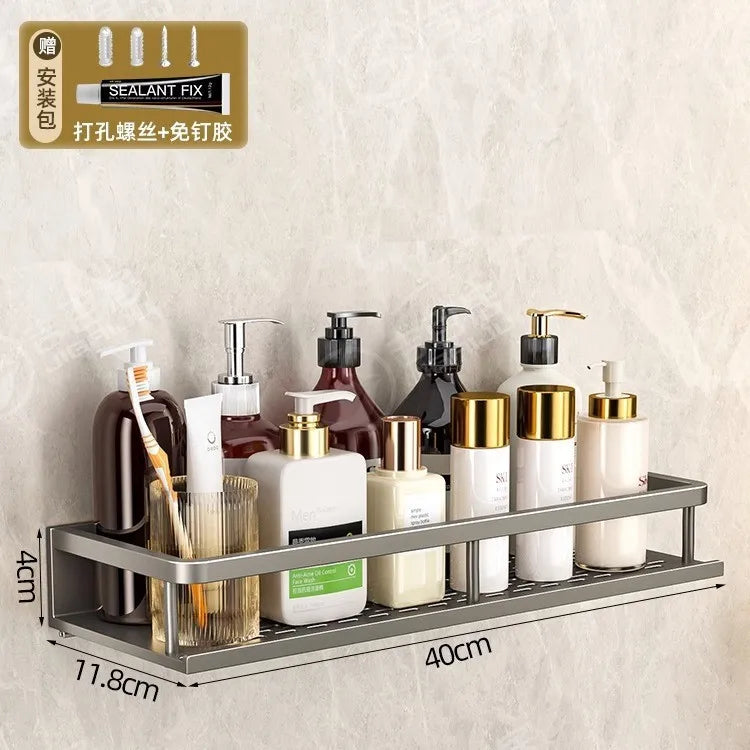 Wall-Mounted Storage Rack No-Drill Bathroom Vanity Shelf for Washroom Balcony Toilet - Organizer Shelf for Kitchen Bathroom