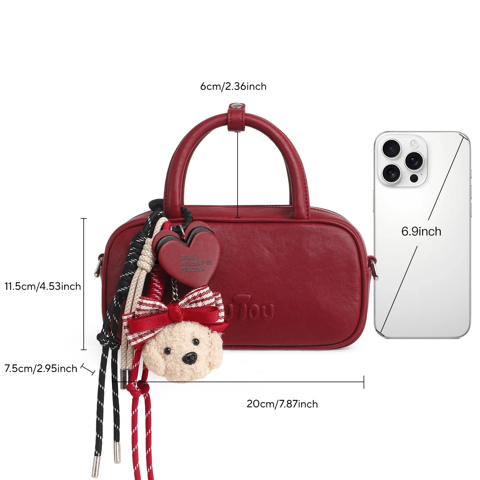 TOUTOU Boston Bowling Bag Imitation Plant Tanning Autumn Shoulder Handheld Crossbody Mini Purse for Women Teacher Christmas Gift