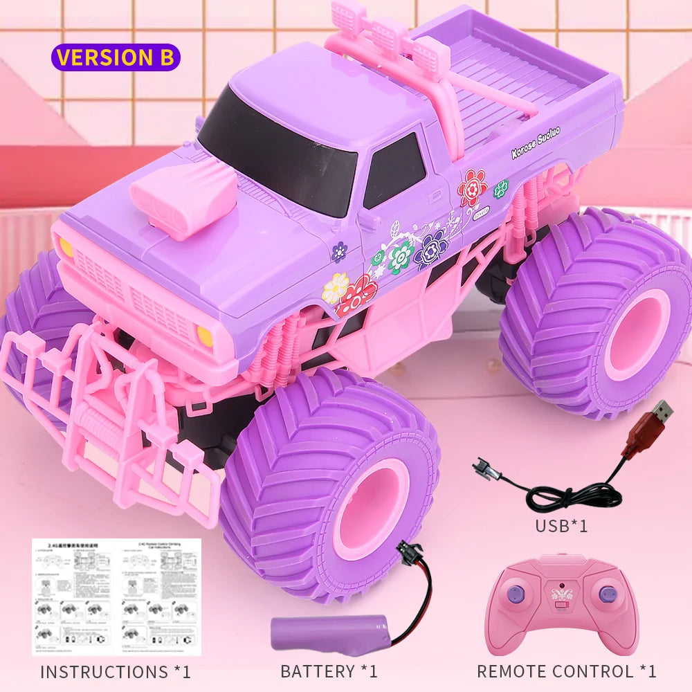 JJRC Barbie RC Car Pink Pickup Truck Electric Climbing Drop-resistant Stunt Remote Control Toy For Children Party Gift Ornament